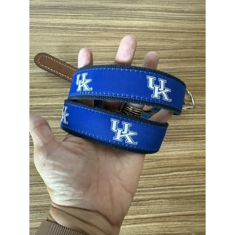 University Kentucky Wildcats Leather Canvas Blue Collegiate Ribbon Belt Size 32